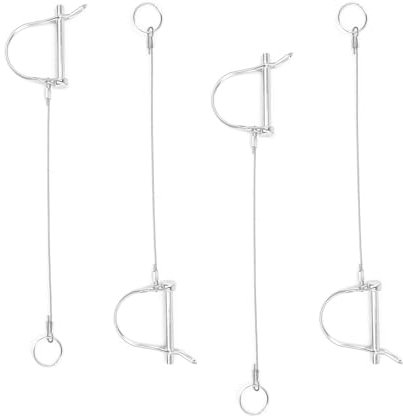 TIANLIN Perno di Bloccaggio per Albero 4 Pezzi Perno di Sicurezza in Acciaio al Carbonio 8mm x 70mm, Perni Bloccaggio con Portachiavi Anti Perdita Corda, per Auto, Rimorchi, Biciclette