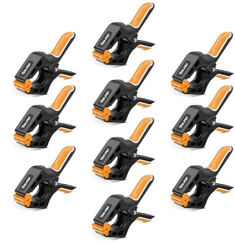 TOLESA Heavy Duty Spring Clamps 7 Inch 10 Pcs Large Wood Clamps with 30Lbs Powerful Clamping Force Deep Throat Nylon Clamps for Woodworking Photography Backdrop Household Use Cover Holding Wood Gluing