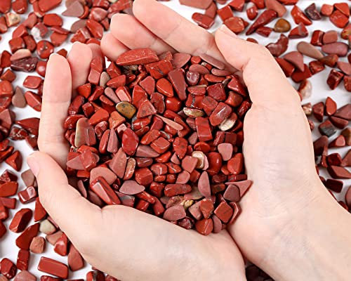 Roter Jaspis, Vasenfüller, Aquarium, kleiner Kies, dekorative Steine, Terrarium, Kieselsteine, Aquarium-Dekorationen, Großpackung, polierte Kristallsplitter, Landschaftsbau, Sand für den Garten, 0,4