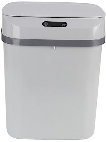 Cabilock 1 Pc Bote De Basura Inteligente Tocar Bote De Basura Contenedor Pequeño Sensor De Movimiento Papelera Blanca Tapa Exterior Cubo Interior Bote De Basura Cocina Grey El Plastico