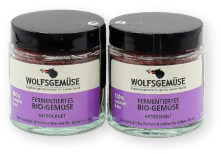Wolfsgemüse - getrocknetes, fermentiertes Bio-Gemüse für Hunde - getreidefrei und ohne künstliche Zusätze - 100% natürlich - ausgewogene Rohfütterung - Barf - Ergänzungsfuttermittel (2er Pack)