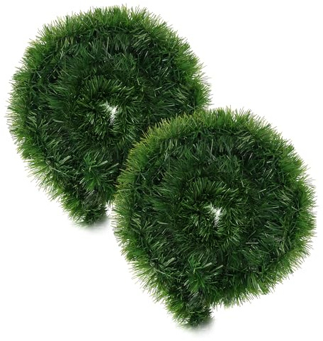 2 Stücke Künstliche Tannengirlande 5M, Girlande Tannengrün für Deko Weihnachten Aussen Innen, Weihnachtsgirlande für Türschleife Treppe Türwand Treppengriffe (5.5 Meter x 2)