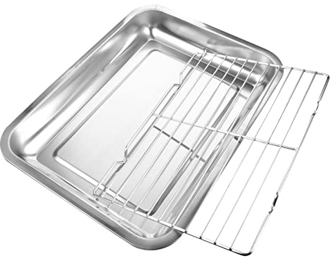 Amosfun Plaque Rectangulaire Acier Inoxydable Pour Apéritifs Assiette De Service Pour Grillades Récipient à Aliments Pratique
