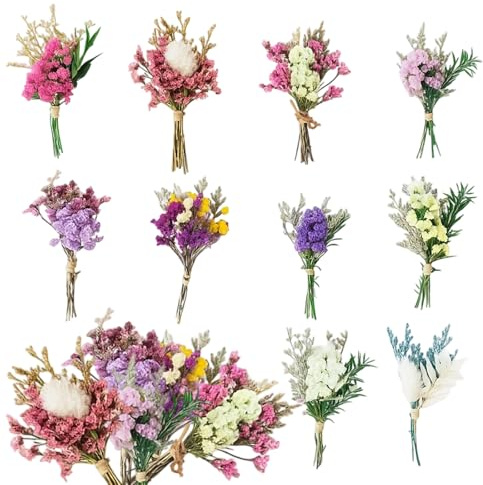 Dried Flowers for Crafts, 10PCS Mini Dried Flower Bouquet, Small Dried Flowers for Vase, DIY Craft Card Decoration, Home Wedding Decor, Photo Props, Gift Box Decor