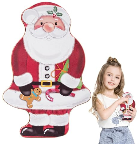 Latas de galletas de Navidad, recipientes reutilizables con forma de Papá