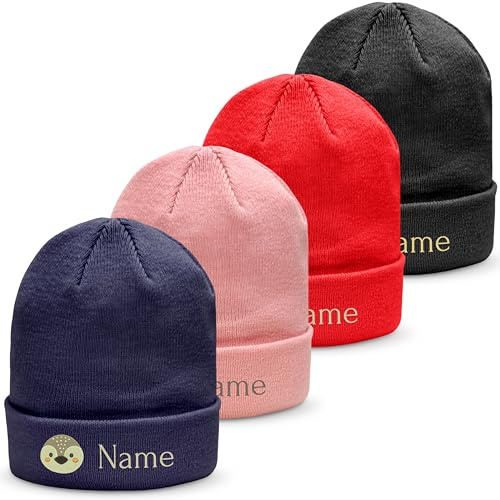 my STITCHERY Kindermütze mit Namen oder Motiv Bestickt - Personalisierte Beanie für Kinder aus doppellagigem Strick als außergewöhnliche Geschenkidee
