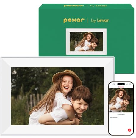 Pexar Terra Digitaler Bilderrahmen, 10,1 Zoll, blendfreier Bildschirm für außergewöhnliche Klarheit, einfaches Teilen von Fotos oder Videos über die Frameo-App, die gute Wahl zum Verschenken, Powered