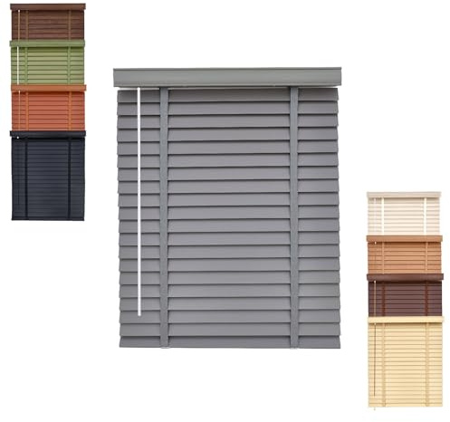 Store Venitien Bois Mur 25cm 30cm 50cm 60cm 70cm Store Venitien Bois Horizontaux Isolation Thermique Volets pour Fenêtres et Portes(Gray)