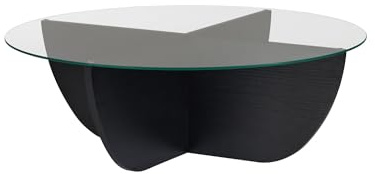 Stilvoller Couchtisch, Schwarze Holzoptik, 90 x 30 x 90 cm | 100% Sicherheitsglas-Tischplatte, 18 mm Dicker melaminbeschichteter Rahmen | modernes Design für Wohnzimmer