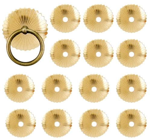 SUPERFINDINGS 14 arandelas de latón para decoración de muebles, 3,9 cm con agujero de 6,5 mm, arandelas decorativas de metal para armarios, puertas, cajones, pomos