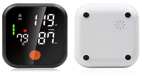 Tomvorks Monitor Doméstico, Monitor de Presión Arterial en la Parte Superior del Brazo con Pantalla LED Grande, Detección de Frecuencia Cardíaca, Transmisión de Voz, Memoria para 2