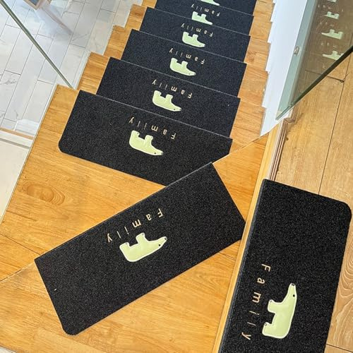 Gradini in legno, 9″ x 28″, tappeti per scale antiscivolo, rifilabili e lavabili in lavatrice, adatti a famiglie con anziani, bambini e animali domestici Dark gray C 7