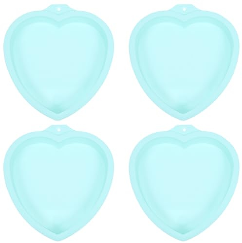 TOGEVAL 4 Stampi in Silicone a Forma di Cuore per Dolci, Teglie da Forno Antiaderenti Resistenti al Calore, Tortiere Multistrato per Cucina e Preparazione Mousse, Utensili per Pasticceria