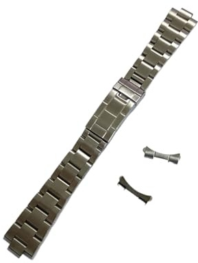 Run Ken Klocktillbehör 20 mm borstat polskt rostfritt stål Oyster klockband Böjt ändarmband kompatibelt med RLX Watch(20MM_NONE)