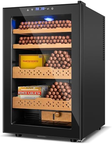 Intelligent Electronic Cigar Humidor Cabinet with Cooling & Heating Humidity Control Quiet Electric Humidor for 150-1600 Cigars Cabinet Humidors with Cedar Wood Drawers electric humidor for Men's Gift