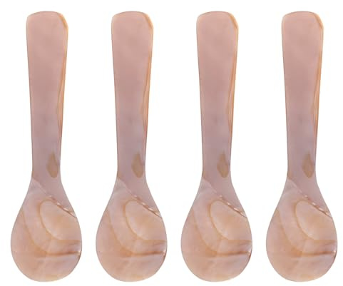 GAROZATION Juego de 4 Cucharas de Concha Natural para Café y Postre, Cucharitas Pequeñas Decorativas y Prácticas Diseño Elegante para Uso en Hogar y Eventos