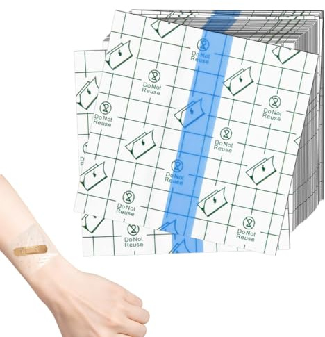 100 Stück Duschpflaster Wasserfest, Wasserdicht Transparent Bandage, Tattoo Pflaster Second Skin,Tattoo Pflaster für Handgelenke, Schulter, Arme,Wundverband, Schutzschild