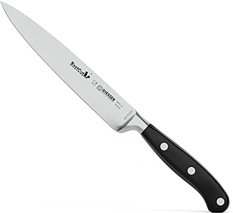 Giesser seit 1776 - Made in Germany - scharfes Zubereitungsmesser geschmiedet 15 cm BestCut, hitzebeständig, schwarz, schmales Küchenmesser spülmaschinengeeignet, rostfrei