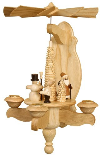 Volkskunstwerkstatt Unger Wandpyramide - Hängepyramide Weihnacht mit Ringelbaum inkl. 3 Teelichtaufstecker- Original Erzgebirge 0880 T