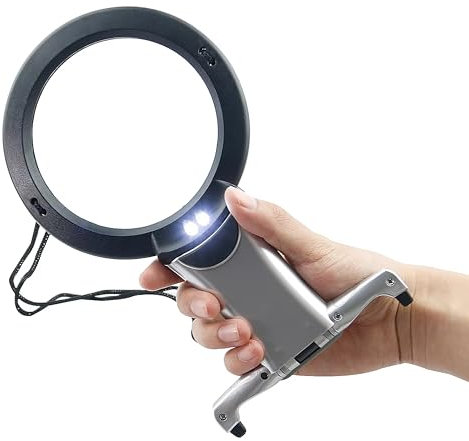 ARSUK Beleuchtete Lupe mit LED-Licht, 2X 6X Vergrößerung, Große Freihand-Lupe mit Halsband & Tischständer, Ideal für Lesen, Handarbeiten, Nähen, Kreuzstich, Hobby, Schmuckreparatur