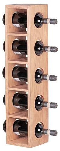 FineBuy Weinregal 70 cm Akazie Massivholz für 5 Flaschen, Hängend | Flaschenregal aus Echtholz mit Ablage, Weinhalter handgefertigt, Weinaufbewahrung für Küche und Esszimmer