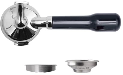 LELIT LELIT58 1-Way Portafilter - Einfacher Ausguss - Inklusive Edelstahlfilter - Klassischer Griff - PLA585S - Silber/Poliertes Schwarz