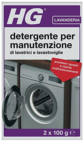 HG Detergente per Manutenzione di Lavatrici e Lavastoviglie, Anticalcare, Rimuove i Depositi e Supporta nella Manutenzione degli Elettrodomestici, 2 x 100 g