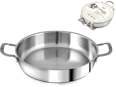 H&H Tegame Inox Elodie F/Ind Due Manici 22 Lt1,5 Pentole E Preparazione Cucina, Acciaio Inossidabile, Argento, 22 cm