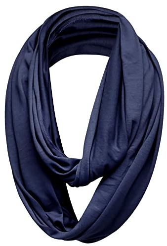 Basic Sense Bufanda Tubular de Algodón Rico en Jersey Lisa, Calentador de Cuello Largo Unisex, azul marino, talla única