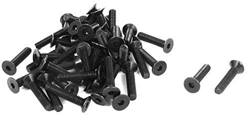 uxcell A15100700ux0263 M4 x 20mm Metric Hex Socket Countersunk Head Screw Bolts Black 50PCS (Pack of 50)