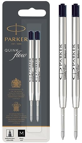 Parker Ballpoint Pen Refills | Medium Point | Black QUINKflow Ink | 2 Count