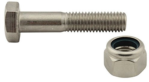 SC-Normteile® | Sechskantschrauben mit Schaft und Sicherungsmuttern (hohe Form) - M10x120 - (10 Stück) - Maschinenschrauben/Stoppmuttern - DIN 931 / DIN 982 - Edelstahl A2 (V2A) - SC931 / SC982