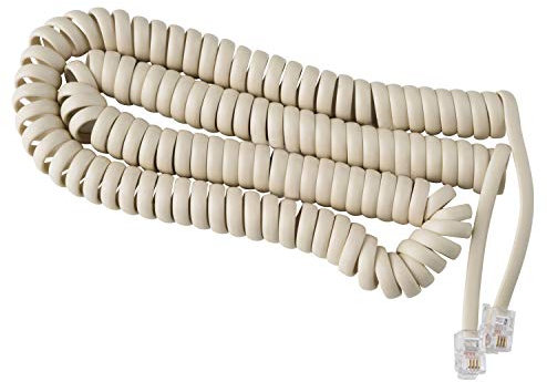 iSoHo Phones - Phone Cord for Landline Phone – Tangle-Free, Handset Curly Telephones Land Line Cable – Easy to Use + Excellent Sound Quality for Home or Office 15ft Long - Color Bone Ivory