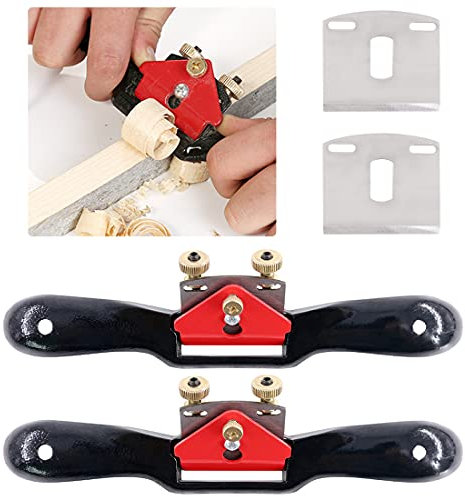 Glarks Verstellbare Speichenhobel mit flachem Boden und Metallklinge für Holzarbeiten, Handwerkzeug, 2 zusätzliche Klingen Stück