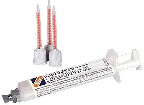 TECHNOLIT Multikraft Blitz-Kleber 2K | 10g Sekundenkleber + 3 Mischdüsen | Extremer Halt für diverse Materialien | Beständig gegen Wasser, Öl & Benzin | Anwendung ohne Kartuschenpresse | Kraftkleber