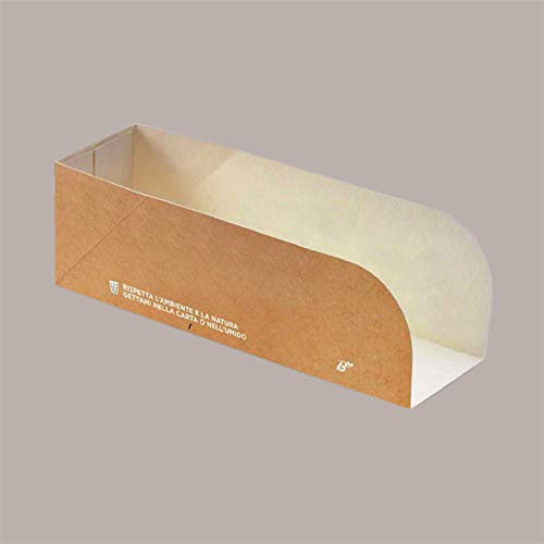 Lucgel Contenitore Porta Hot Dog Wurstel Aperto Carta Bio Compost Piccolo Monouso 165x47H50mm - 100 pezzi -