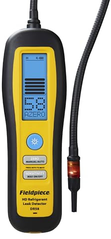 Fieldpiece - Detector de Fugas de refrigerante de diodo calentado DR58 - Sniffer de Fugas Ultra Sensible con Pantalla LCD Grande Backlite - Herramienta Ligera HVAC