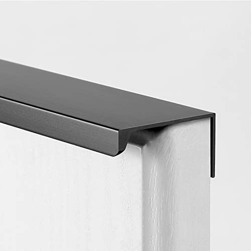Möbelgriffe Unsichtbarer Versteckter Griff für Schrank Schwarz Versteckter Türgriff,Küche Schubladengriffe Modernes Aluminiumlegierung Garderobengriffe,Mit Schraube,1 Stück (Gesamtlänge 400mm,Schwarz)