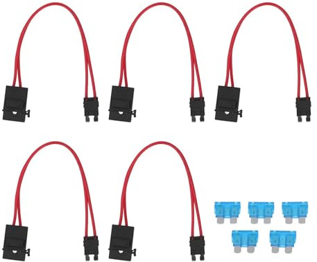 5 StüCk Auto-Sicherungshalter Stecker PC Heavy Duty Kabel VerläNgerung Mini Mini Sicherungshalter Stecker FüR Fahrzeug ATM 20A 16AWG mit 5 Sicherungen LeitungsläNge 230mm (AKT M 19,1 mm)
