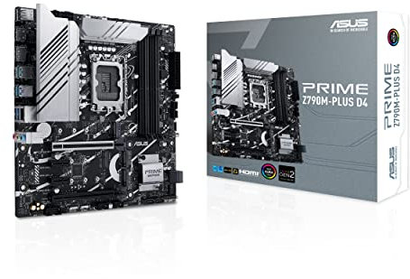 ASUS Prime Z790M-PLUS D4 Gaming Mainboard Sockel Intel LGA1700 (micro ATX, PCIe 5.0, DDR4 Speicher, 3x M.2, HDMI, DisplayPort, Aura Sync)