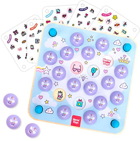 Nene Toys Einhorn Matching-Spiel – Memo-Spiel für Kinder im Alter von 3 4 5 6 Jahren – pädagogisches Lernspiel aus Holz mit 10 zauberhaften Mustern – Brettspiel für die Familie, Mädchen & Jungen