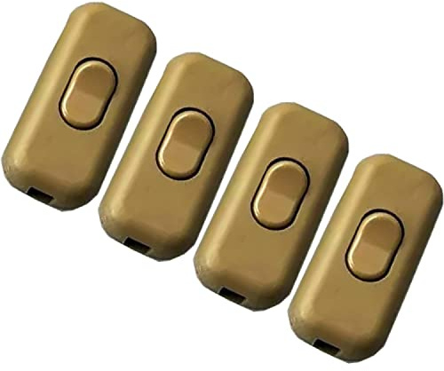 4x Zwischenschalter Schnurschalter - 2-3 polig 6A 250V - Schnurzwischenschalter, Wippschalter, Zuleitungsschalter, Kabelschalter, Schalter | Gold