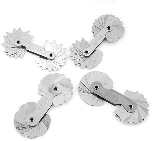 4 Stück Radienlehre, Radius Leiste Edelstah Radiusanzeige Radius Filetlehre Aus Rostfreiem Stahl Tragbares Messwerkzeug Für Werkzeug R0.3-1.5 R1-6.5 R7-14.5 R15-25