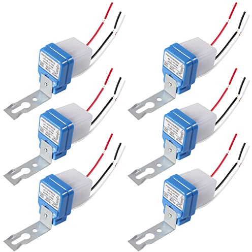 6Pcs 12V Photocell Switch 10A Auto On/Off Photocell Light Sensor Switch Automatic Switch Light Photoswitch Rainproof Light Sensor Switch Photo Control Intelligent Sensor