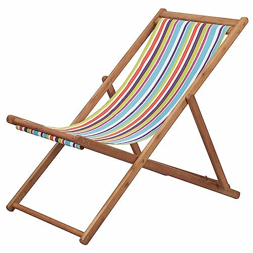 GuyAna Klappbarer Strandstuhl Stoff und Holzrahmen Strandstuhl Klappbar Strandstuhl Klappbar Leicht Bis Campingstuhl Faltbar Strandliege Mit RüCkenlehne Mehrfarbig