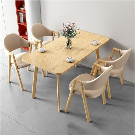 Büro Empfangsraum Clubtisch,Verhandlungstisch,Besprechungstisch,Kleine Tische,Tisch Und Vier Stühle,Platzsparende Möbel,Couchtisch Und Stuhl-Set,Verkaufsbüro,Geschäfte,Besprechungen (Color : Beige)