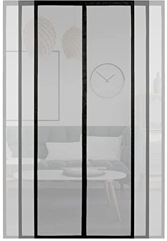 ARCOL Fliegengitter Balkontür Zuschneidbar in der Breite - Fliegengitter Balkontür Nach Maß mit Klettverschlüssen - Robustes Magnetisches Fliegengitter - Insektenschutz Balkontür (200x240 cm, Schwarz)