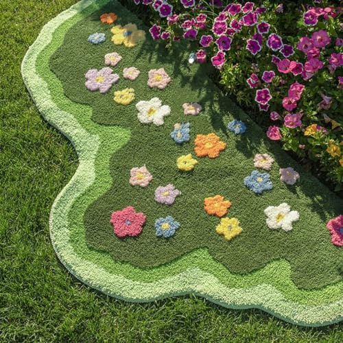 Westaden Moss Badezimmerteppich, rutschfest, 3D-Teppich mit grünen Blättern, für Schlafzimmer (A, 0,8 x 1,5 m)