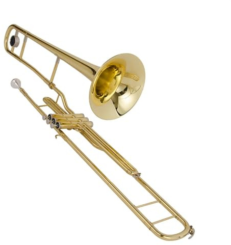 Posaune Instrument Posaune Mit Vertikaler Klappe, B-Flach-Posaune Aus Messing, Goldlackiert, Mit Aufbewahrungsbox Und Zubehör
