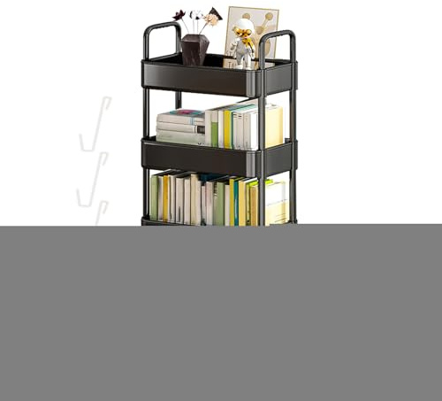 Carro rodante utilitario de 3 niveles/4 niveles con ganchos - Carro de almacenamiento, carrito de almacenamiento, estante enrollable | Carro de almacenamiento, para cocina estrecha, cuarto de baño,